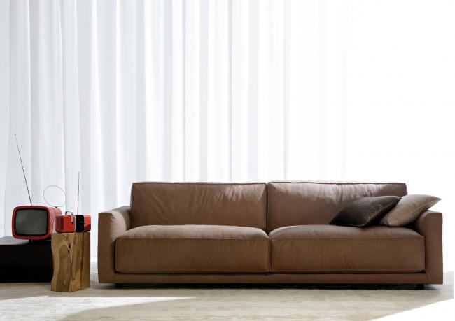 MIL M - Sofa piel beige. Muebles sofa