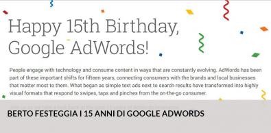 Google AdWords celebrates with BertO 15 years of activity