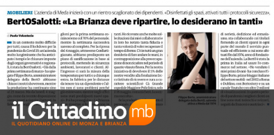  interview with Filippo Berto, CEO of BertO, in the weekly newspaper Il Cittadino of Monza and Brianza