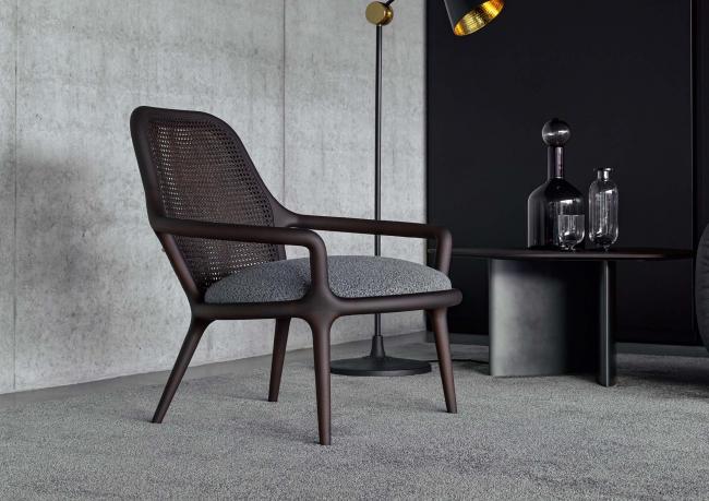 Room furnished with elegant Patti Dark Oil - BertO armchair