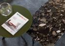 Detail of the Riff coffee table surface in Marinace Black marble - BertO