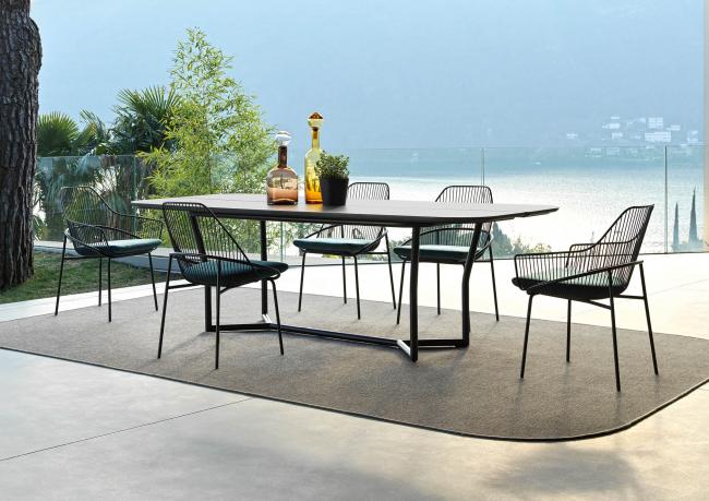Lava stone CJ table with Jackie outdoor chairs - BertO Outdoor Furniture