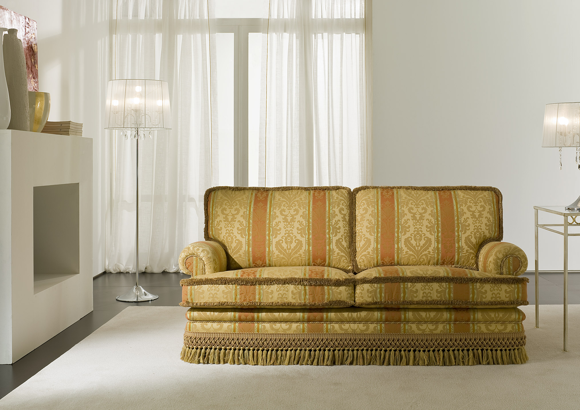 Liberty Sofa With Skirt And Piping Details - Berto Salotti