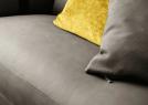 Detail of the upholstery in grey Douglas leather which covers the Dee Dee sofa with rounded peninsula - BertO